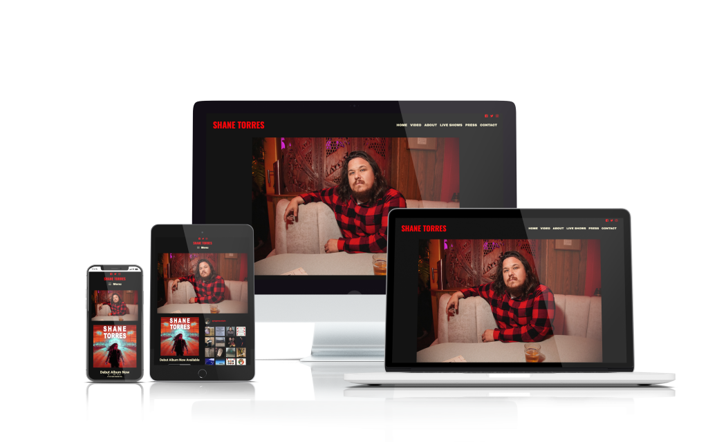 shane torres website displayed on mobile, tablet, laptop, and desktop computers