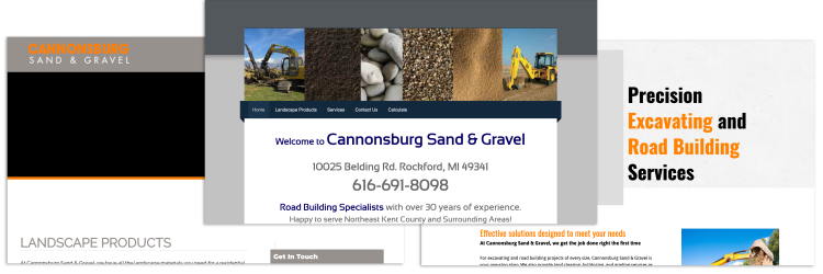 screenshots of old cannonsburg sand and gravel websites